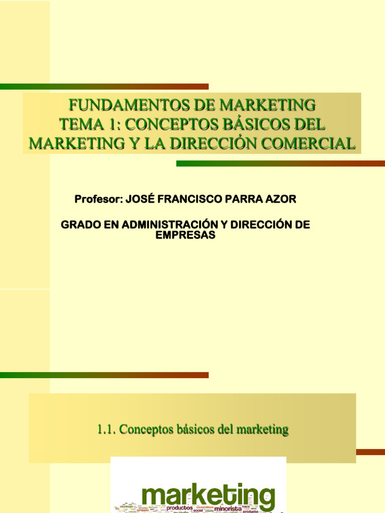 Presentación Tema 1 | PDF | Marketing | Mercado (economía)
