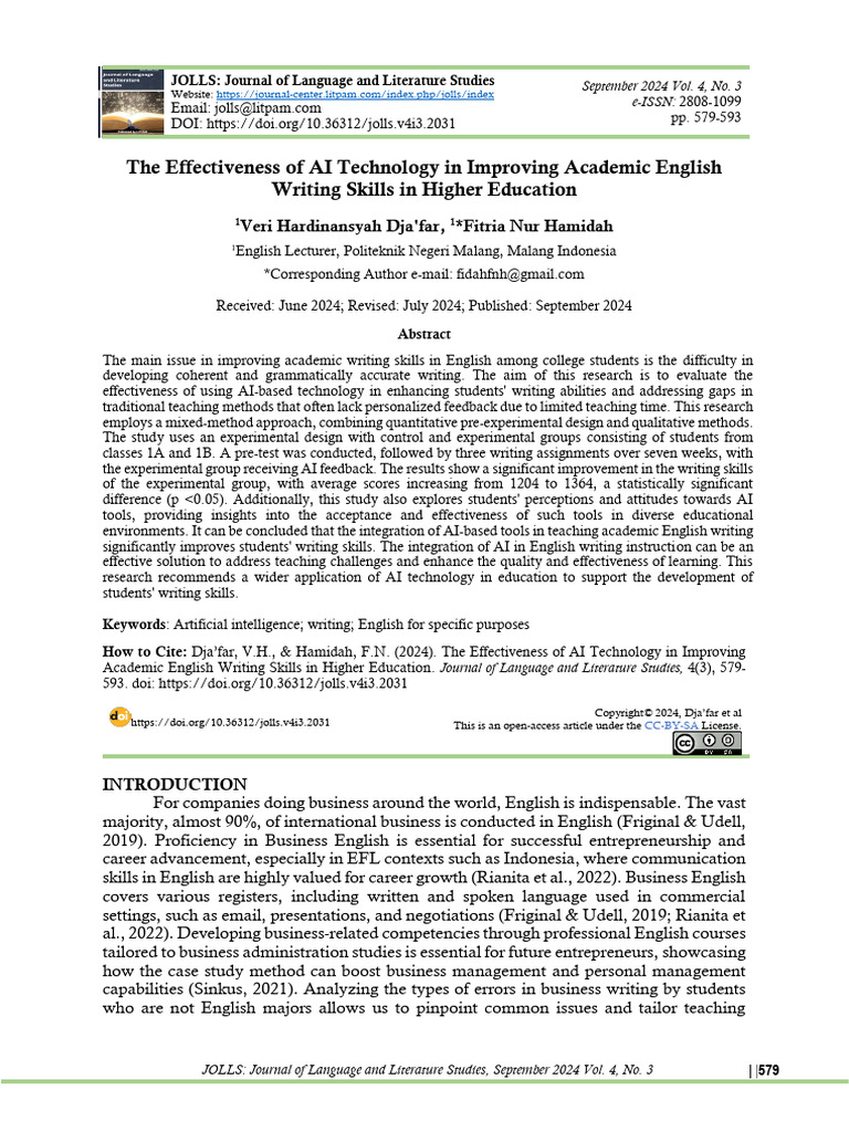 4+JOLLS+Vol+4+No+3+2024 Dja'far 15+Effectivess+of+AI+technology | PDF ...