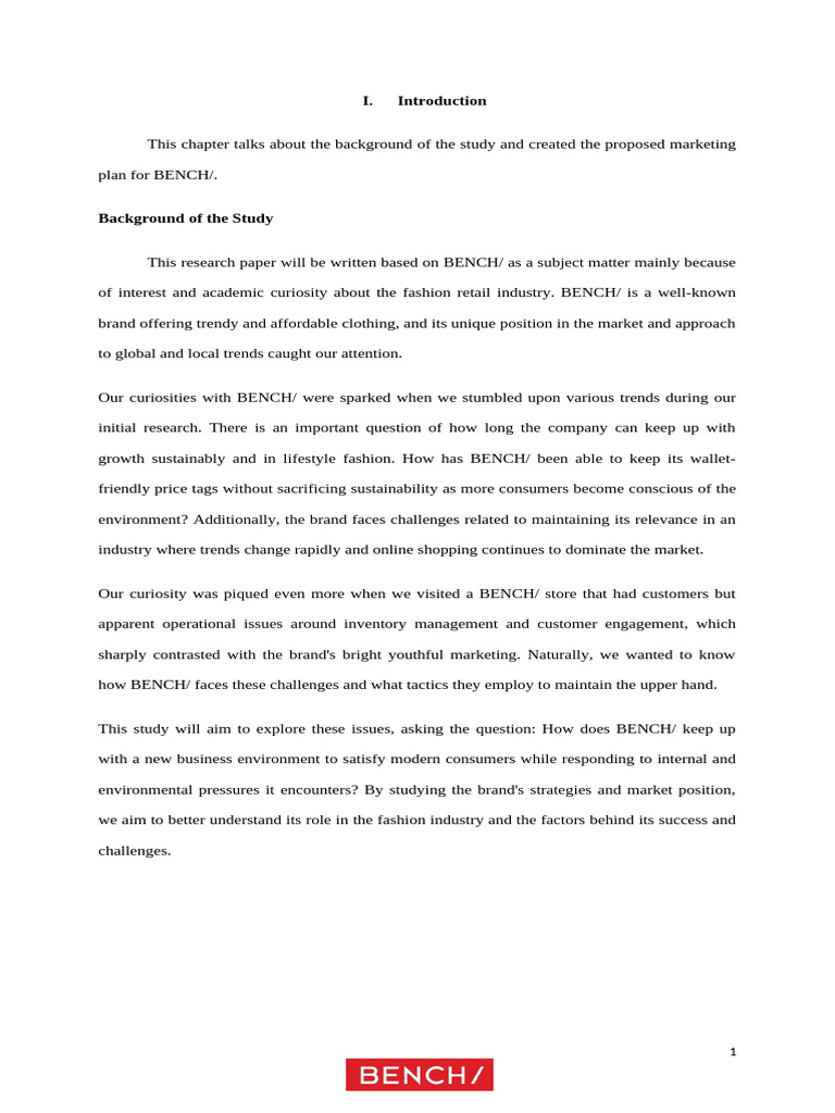 BENCH/ Fashion Marketing Analysis | PDF | Survey Methodology | Sampling ...