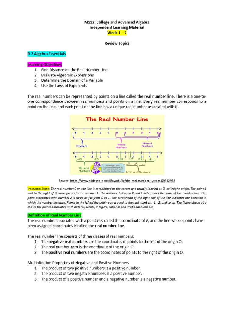 ALGEBRE WEKK 1-2 | PDF | Real Number | Inequality (Mathematics)