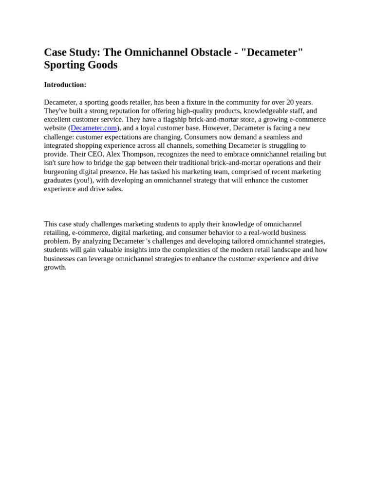 Midterm Case Study3 - Decameter Sporting Goods | PDF