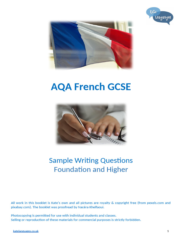 AQA French GCSE Writing and Model Answers | PDF