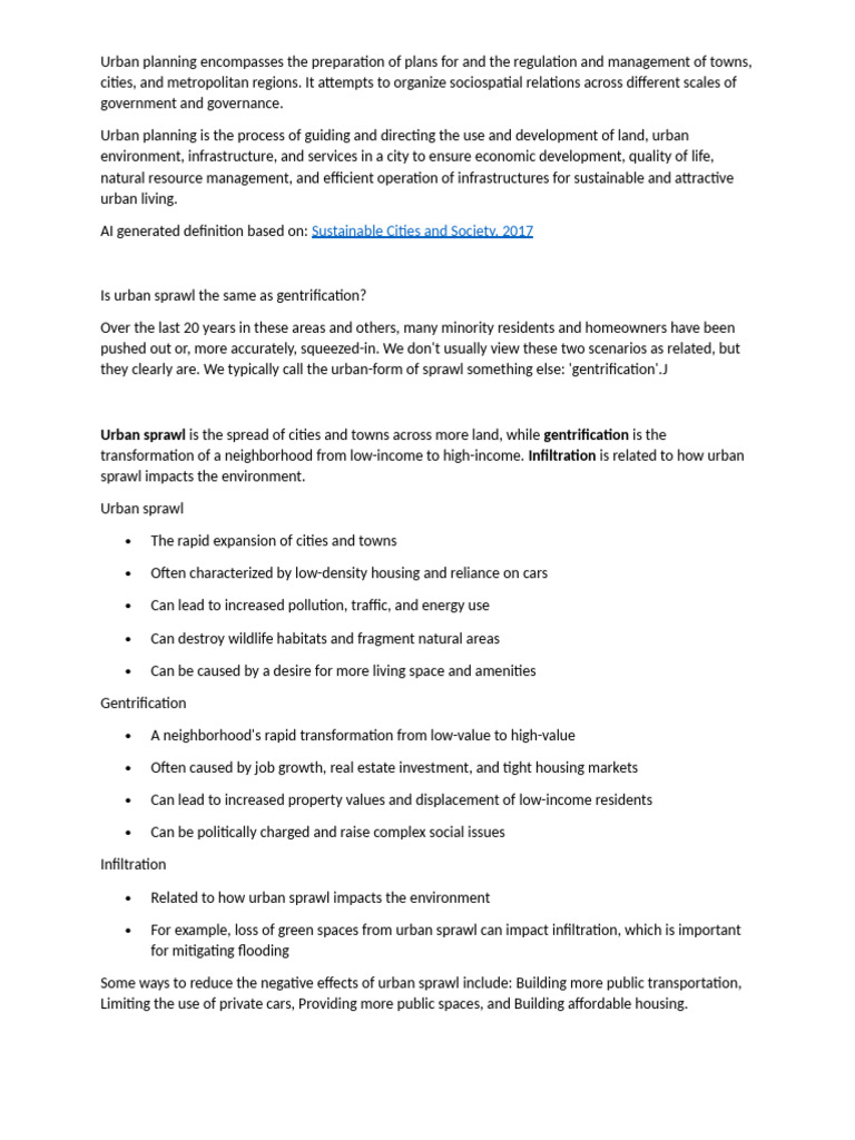 Urban Planning Pdf Urban Sprawl Infrastructure