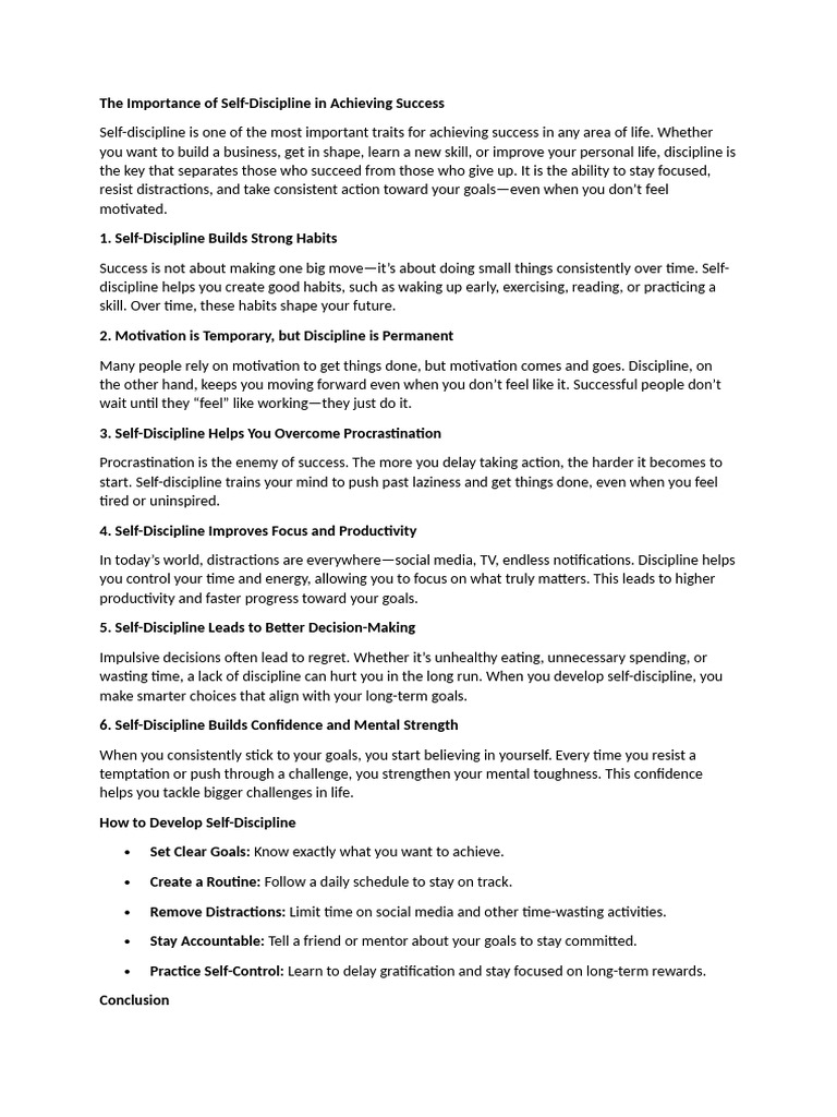 The Importance of Self | PDF | Disciplines | Psychology