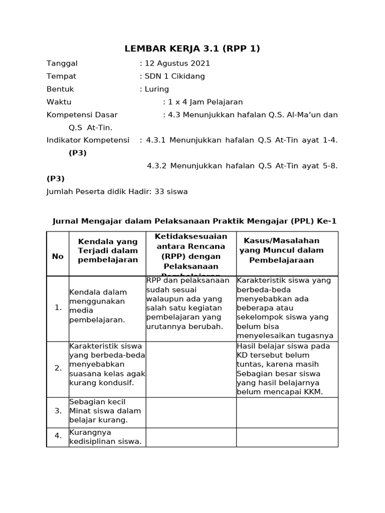 Analisis RPP dan Kendala Pembelajaran | PDF