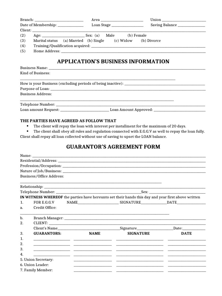 Loan Application Agreement Form | PDF | Loans