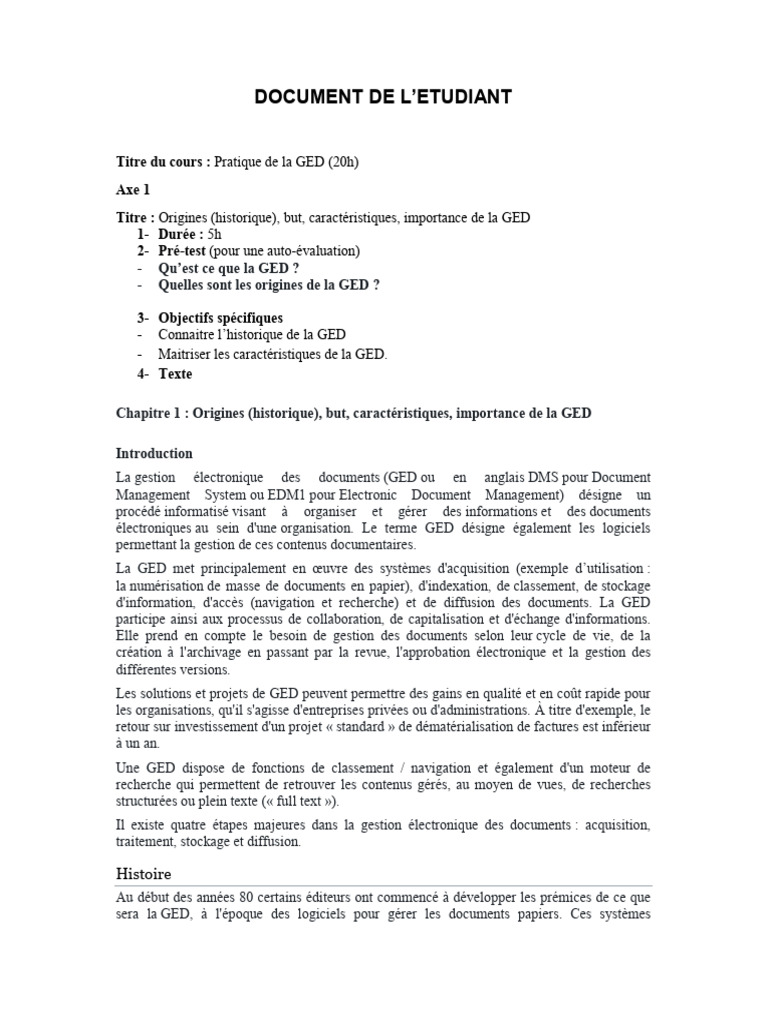 Pratique de la GED : Origines et Importance | PDF | Gestion ...