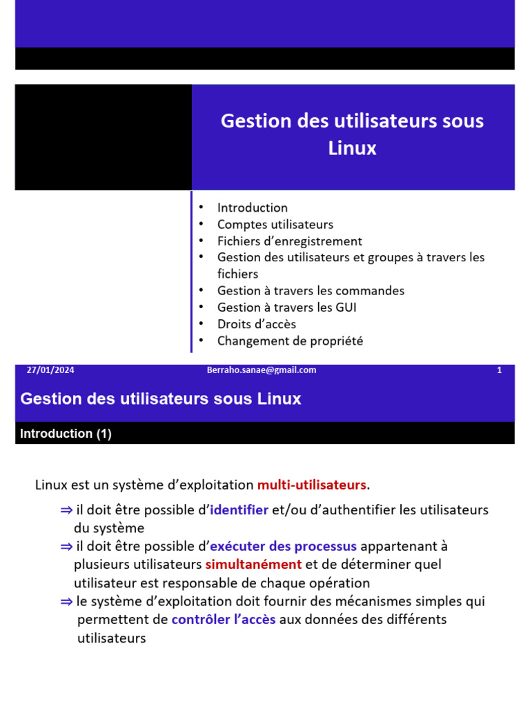 Gestion des utilisateurs sous Linux | PDF | Gestion informatique ...