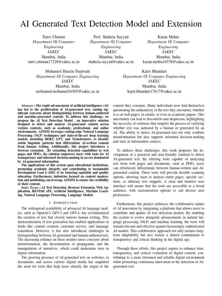 AI Text Detection Model Overview | PDF | Artificial Intelligence ...