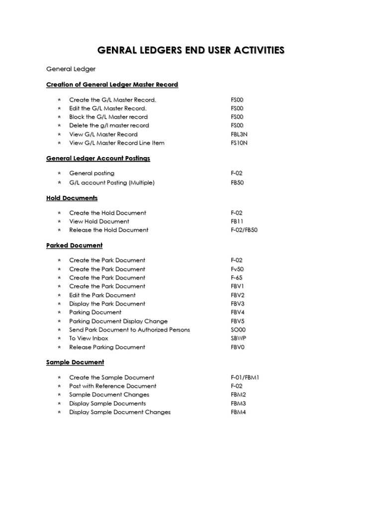 General Ledger End User Codes (2) | PDF