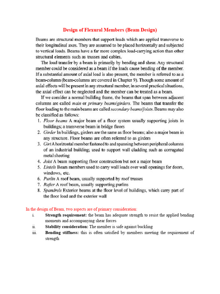 Beam Design and Flexural Member Analysis | PDF | Beam (Structure) | Bending