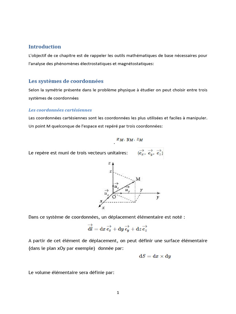 Outils Mathématiques pour Électrostatique | PDF | Pente | Coordonnées ...