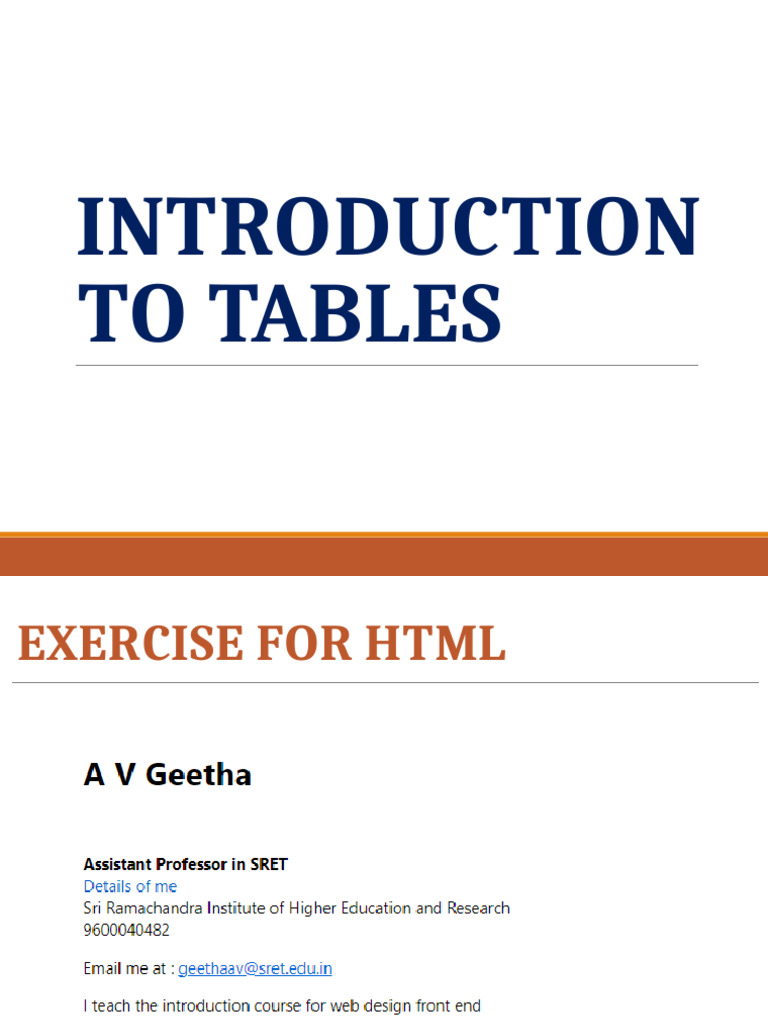 HTML Tables: Basics and Examples | PDF