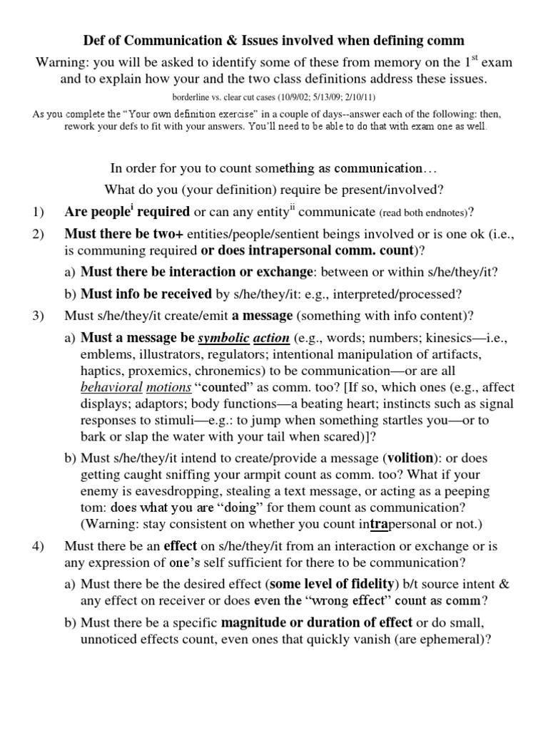 Defining Communication: Key Issues Explained | PDF | Communication ...