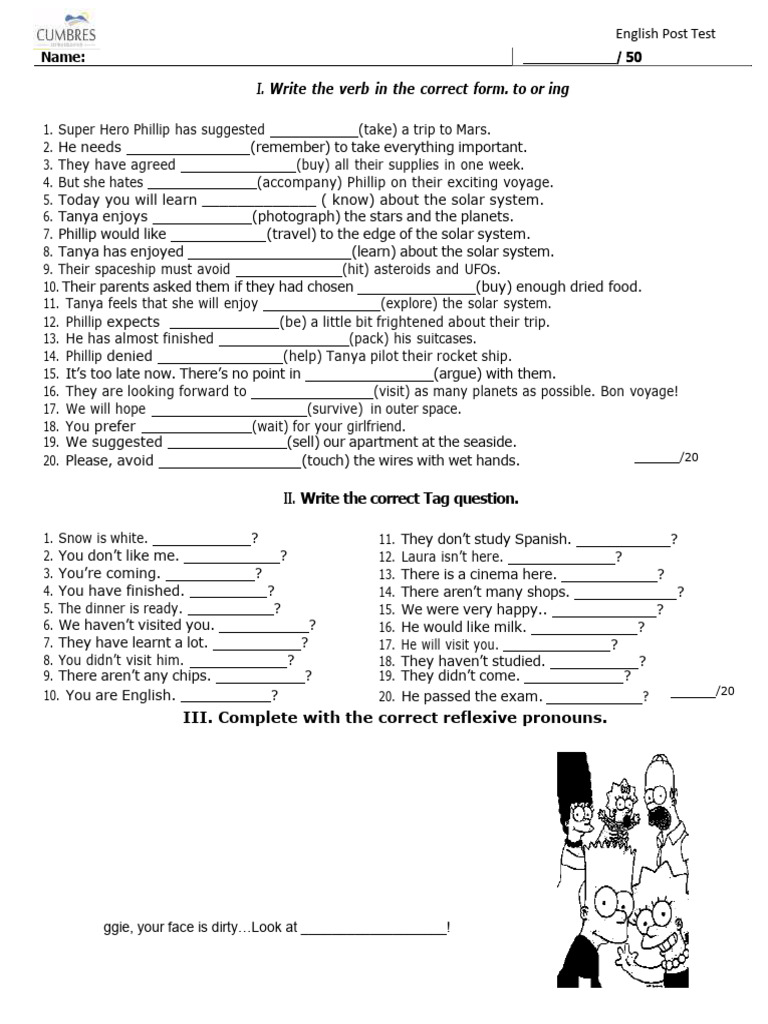 1st a test 19 copias pdf lisa simpson bart simpson