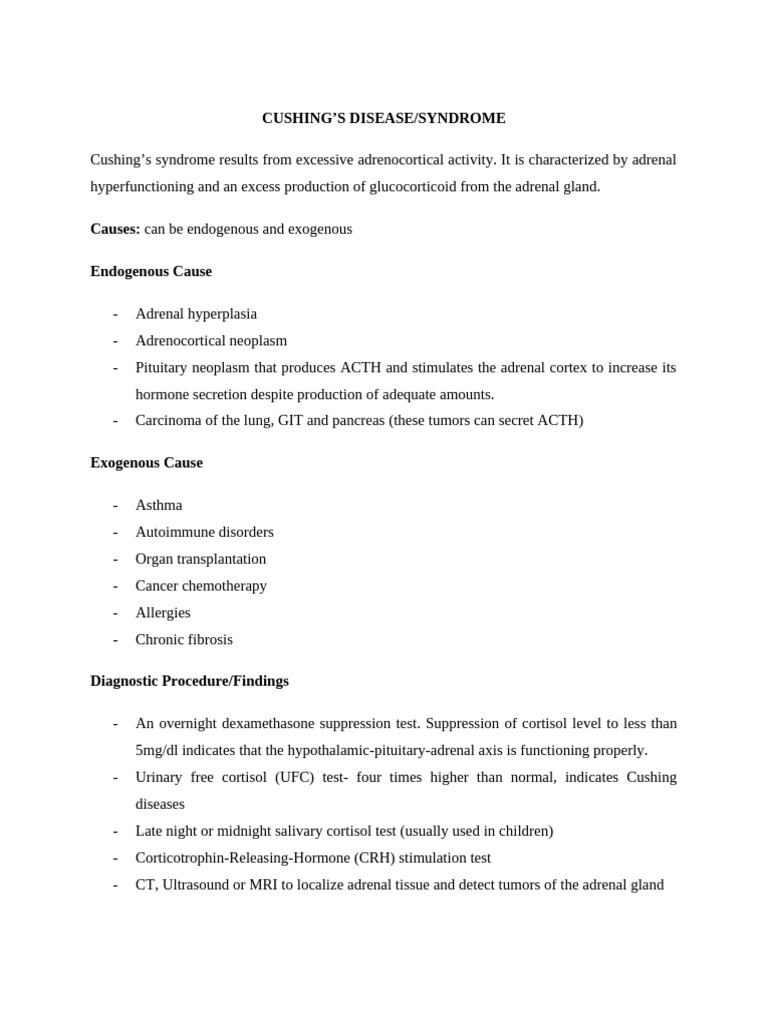 Endocrine Disorders (CUSHING's Syndrome and Addisson's Disease) | PDF ...