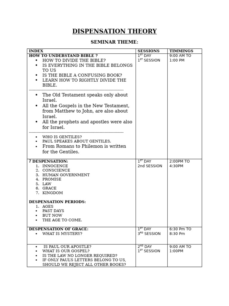 Understanding Biblical Dispensations | PDF