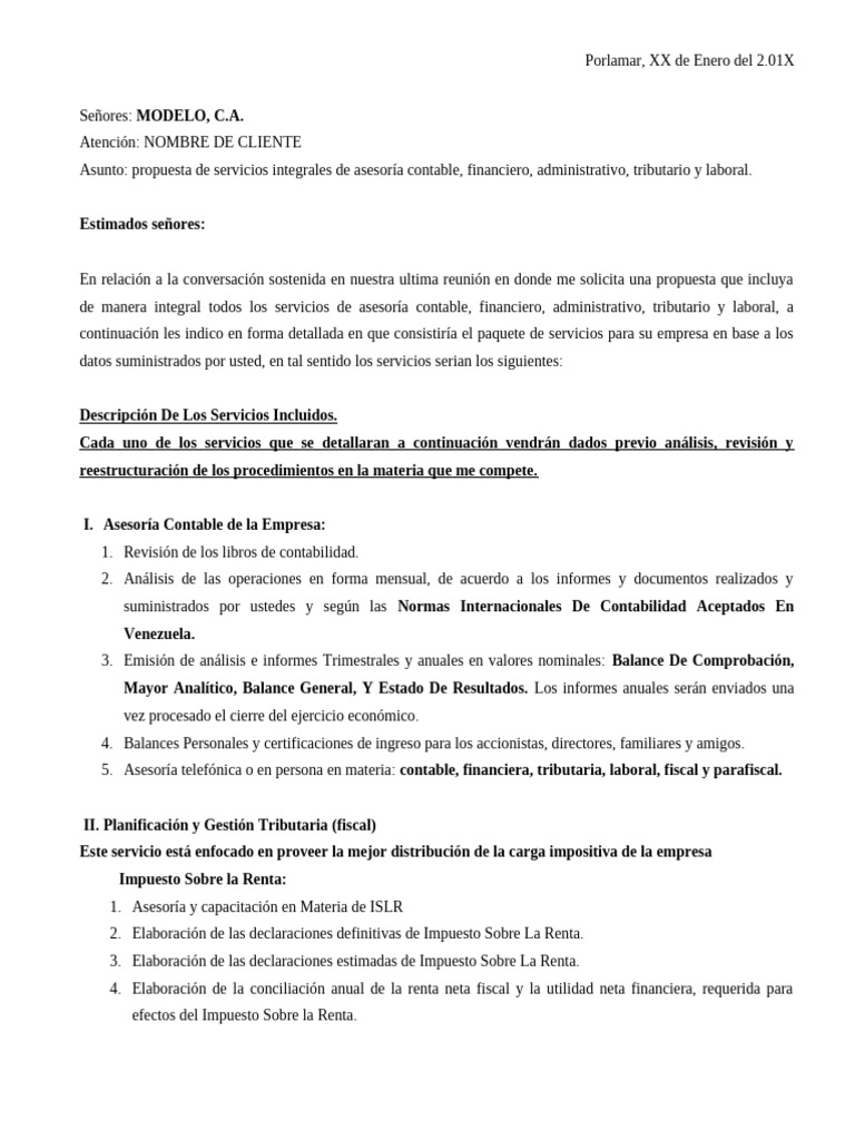 Propuesta DE ASESORIA | PDF | Contabilidad | Business