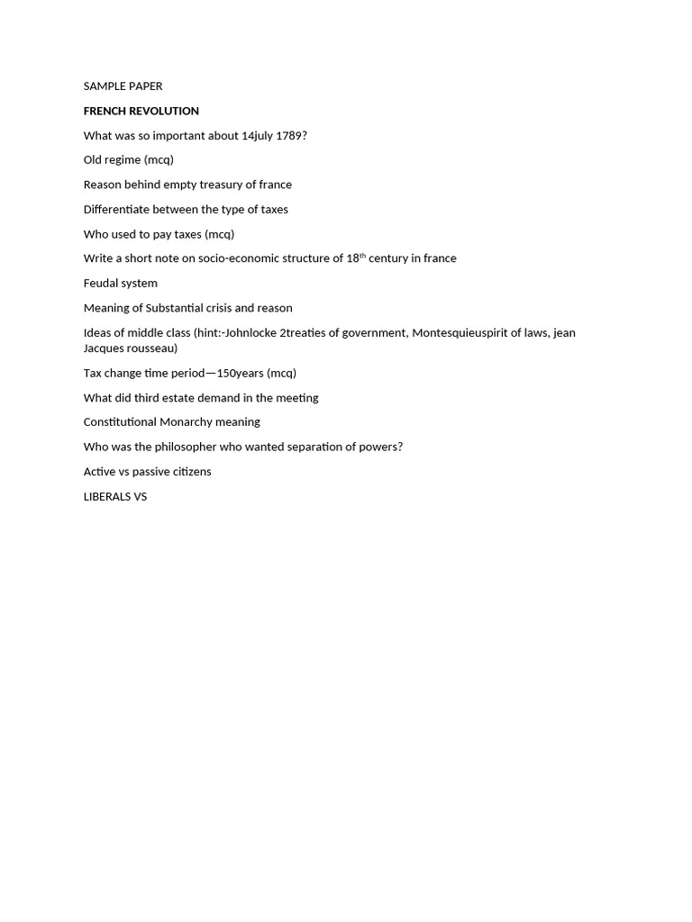 French Revolution Study Guide | PDF
