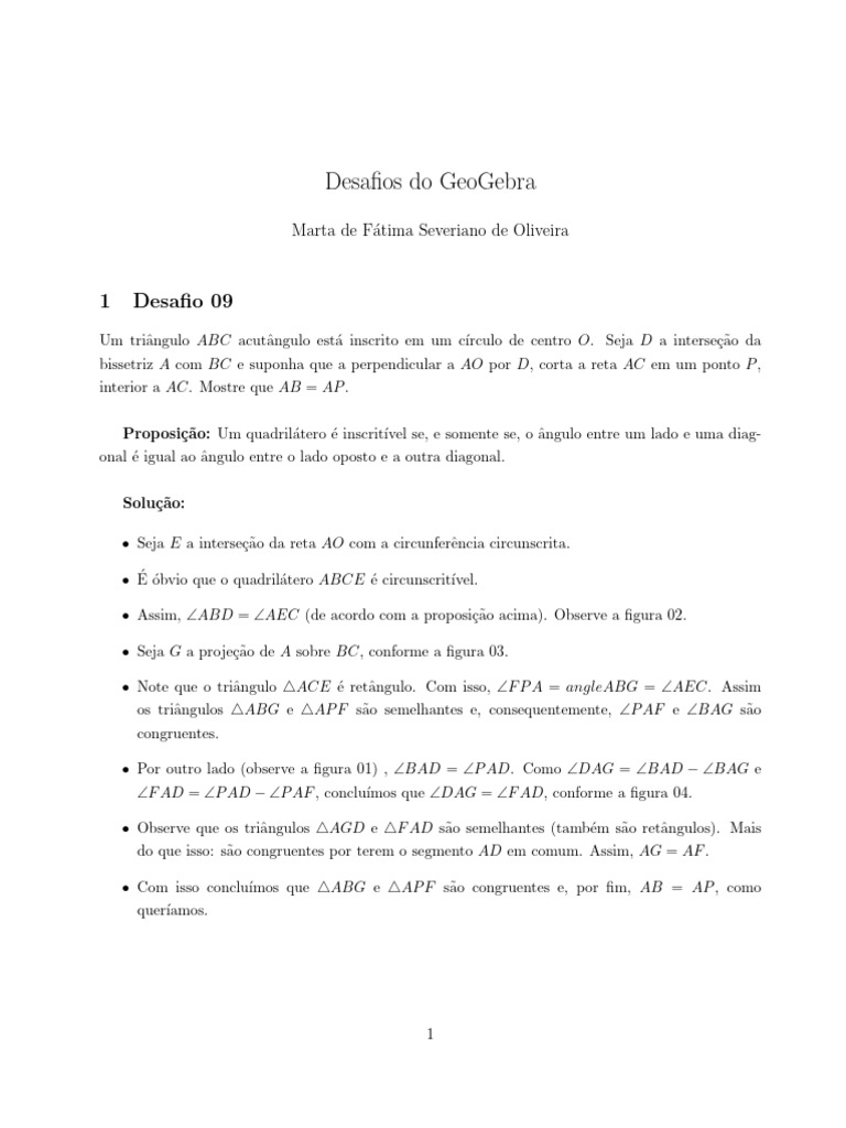 Problema de Geometria Resolvido Com Geogebra | PDF