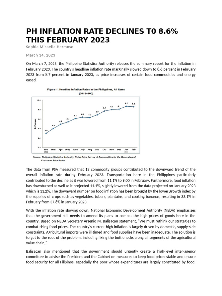 Hermoso - Newswriting (En) - PH Inflation Rate Declines To 8.6% This ...