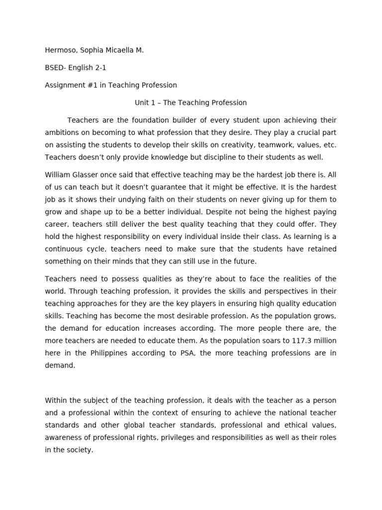 Understanding the Teaching Profession | PDF | Teachers | Learning