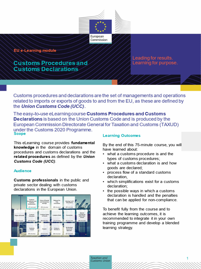 Customs Procedures and Customs Declarations-Course Detail - en - v2 ...