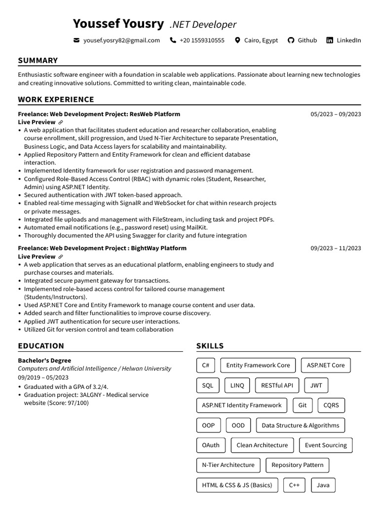 Youssef Yousry - Software Engineer | PDF | World Wide Web | Internet & Web
