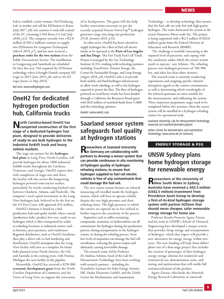 (Fuel Cells Bulletin 2019-Apr Vol. 2019 Iss. 4) - UNSW Sydney Plans ...