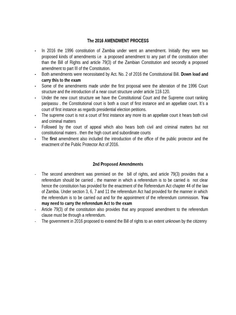 Zambia's 2016 Constitutional Amendments | PDF | Human Rights | State Of ...