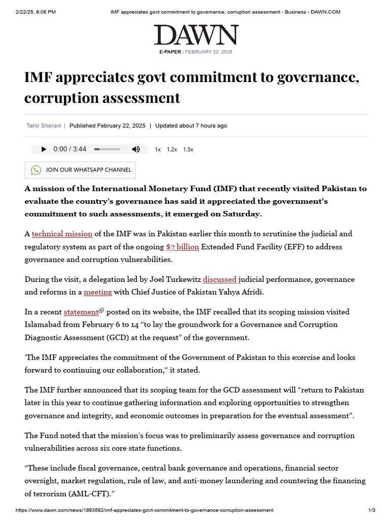 Photo inspiration: Imf Appreciates Govt Commitment To Governance Corruption Assessment Photo Inspiration