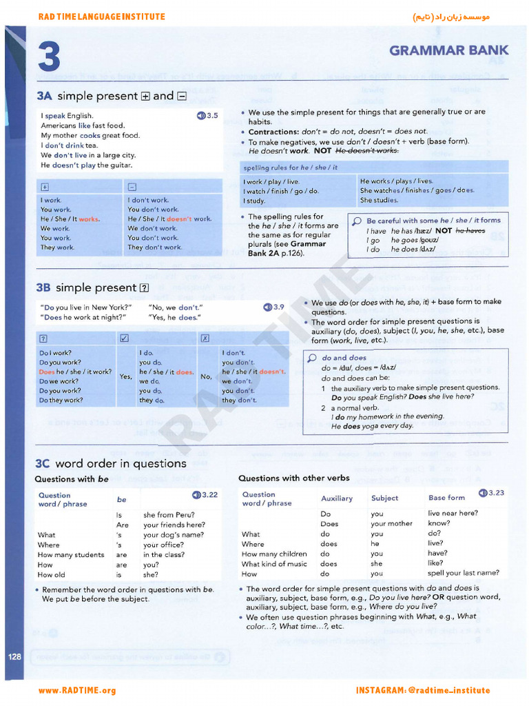 Grammar Bank - AEF1 - 3A-3B-3C | PDF