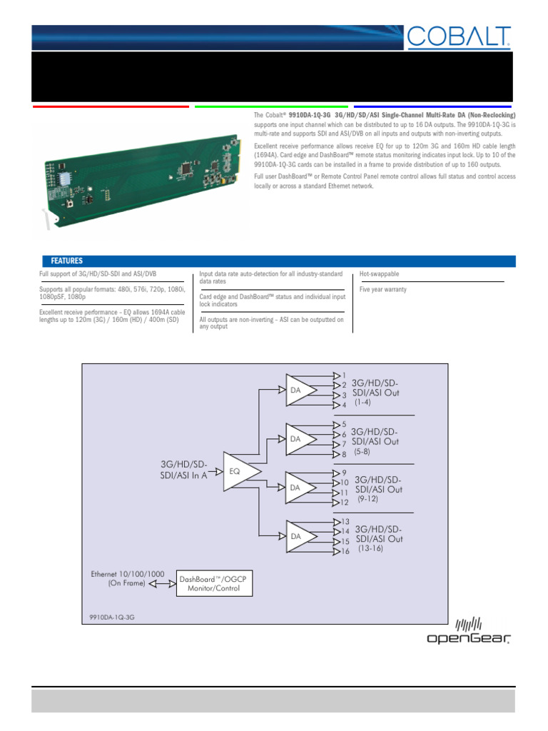 Cobalt 9910DA Support Overview | PDF | High Definition Television ...