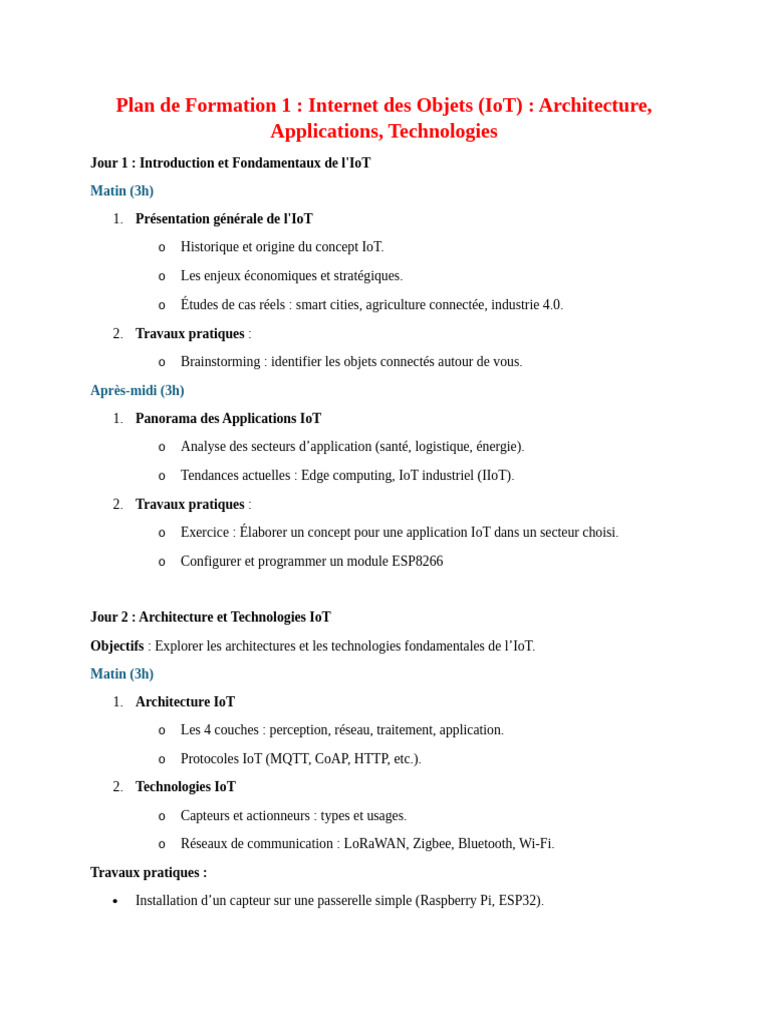 Architecture et Applications de l'IoT | PDF | Internet des objets ...