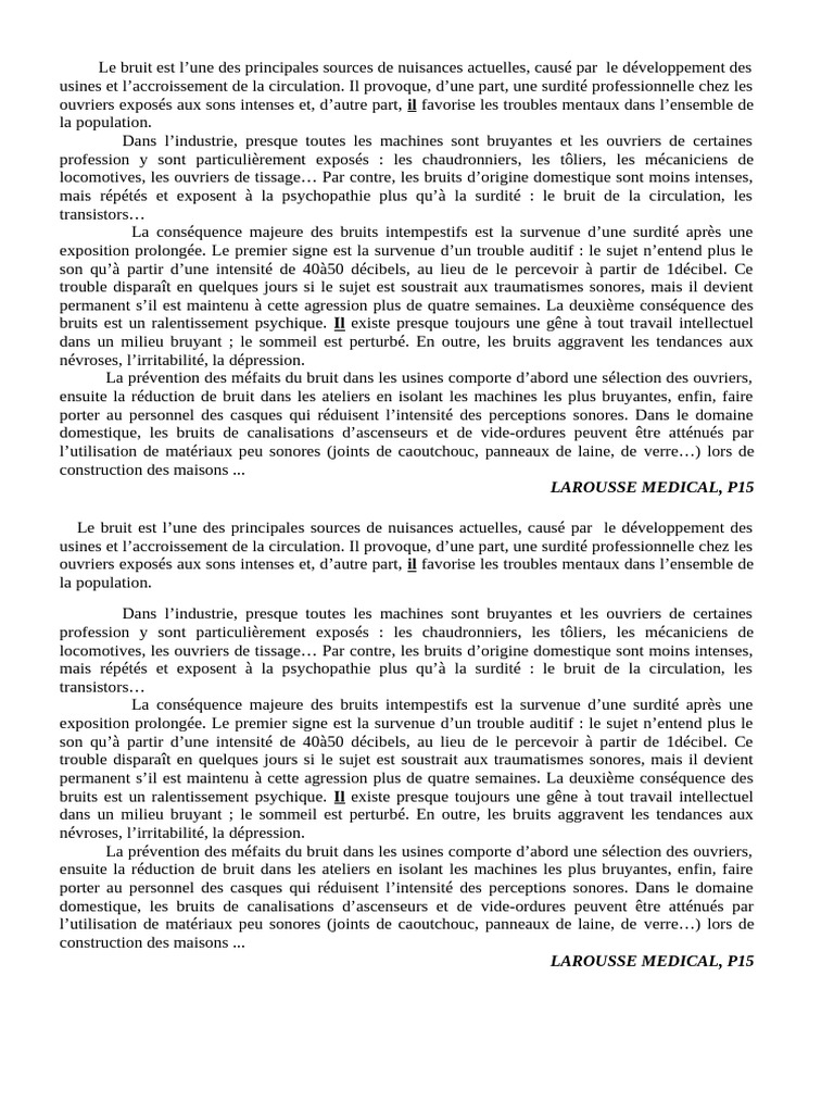 Impact du bruit sur la santé mentale et auditive | PDF | Bruit ...