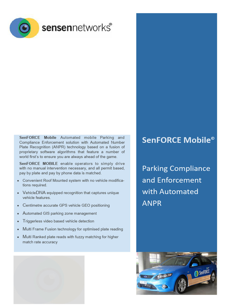 SenFORCE Mobile ANPR Parking Solution | PDF | Computing | Computer Science