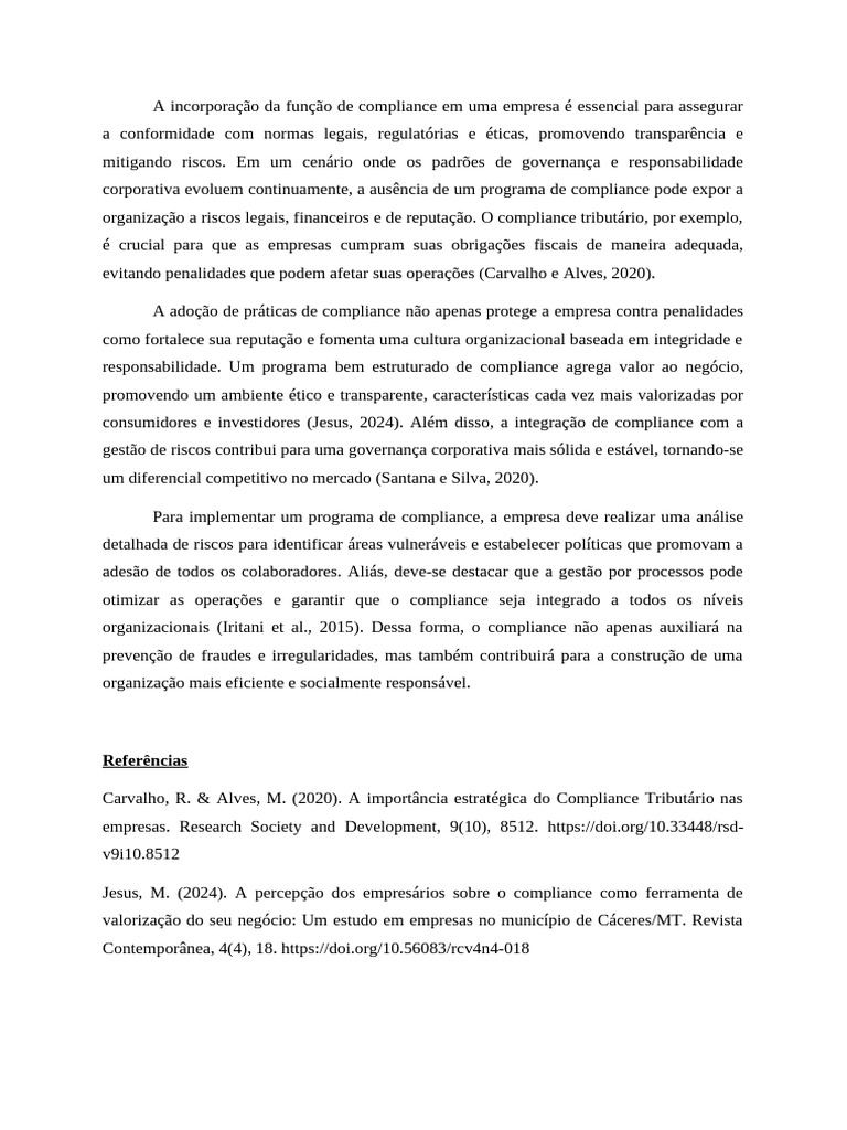 Importância do Compliance nas Empresas | PDF | Conformidade regulatória ...