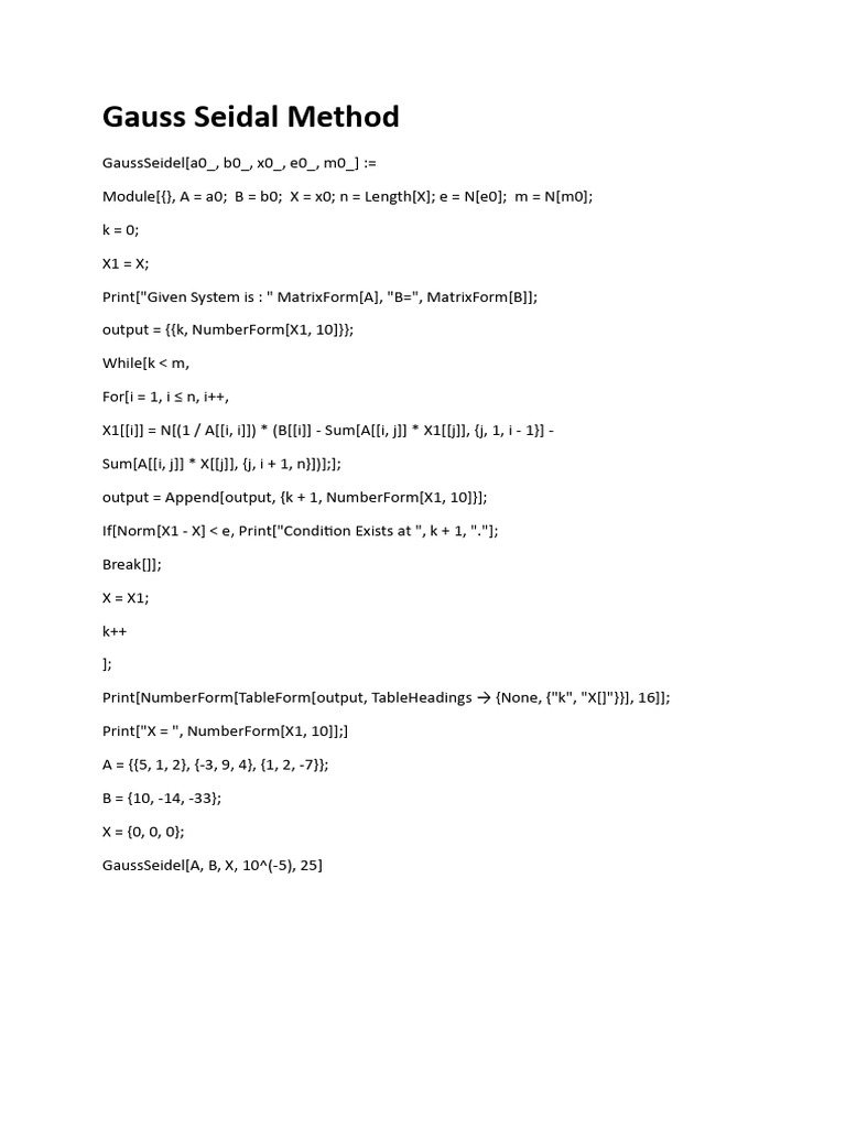 Gauss Seidal Method Pdf