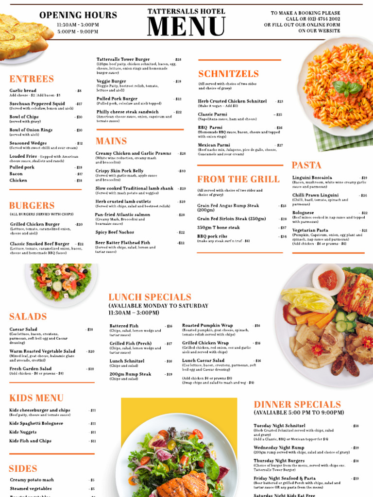Tattersalls Hotel Menu & Specials | PDF