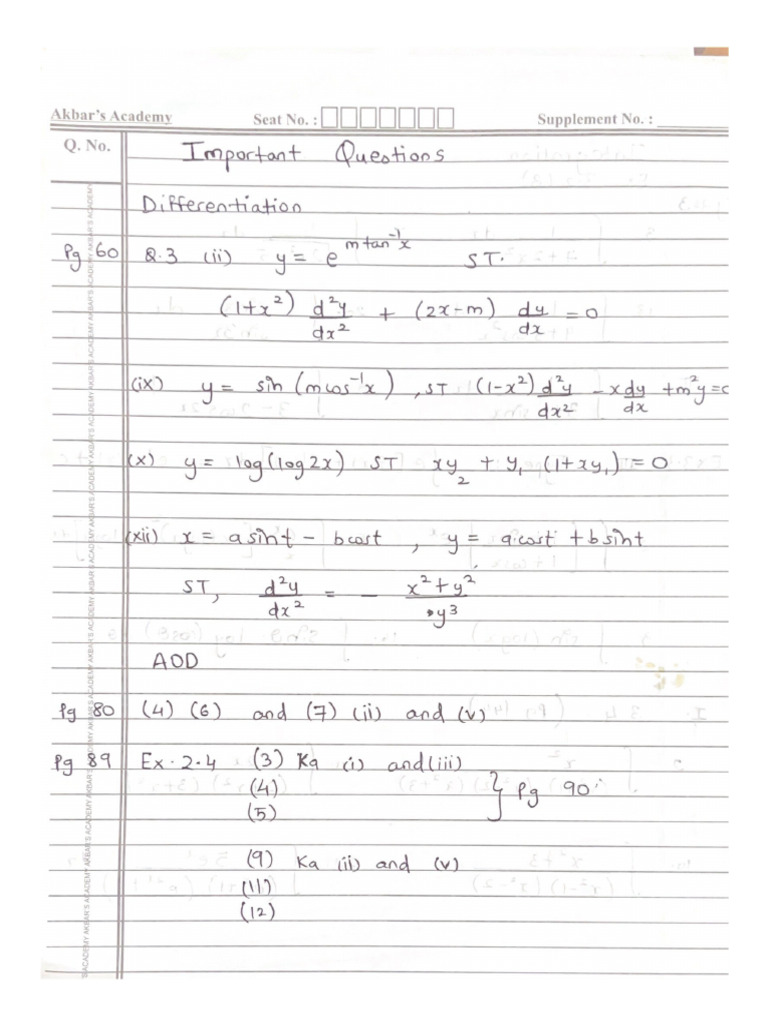 Math 2 Important Questions | PDF
