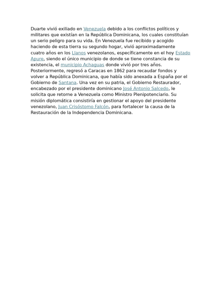 Duarte Vivió Exiliado en | PDF