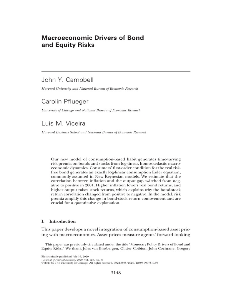 Macroeconomic Drivers of Bond and Equity Risks | PDF | Macroeconomics ...