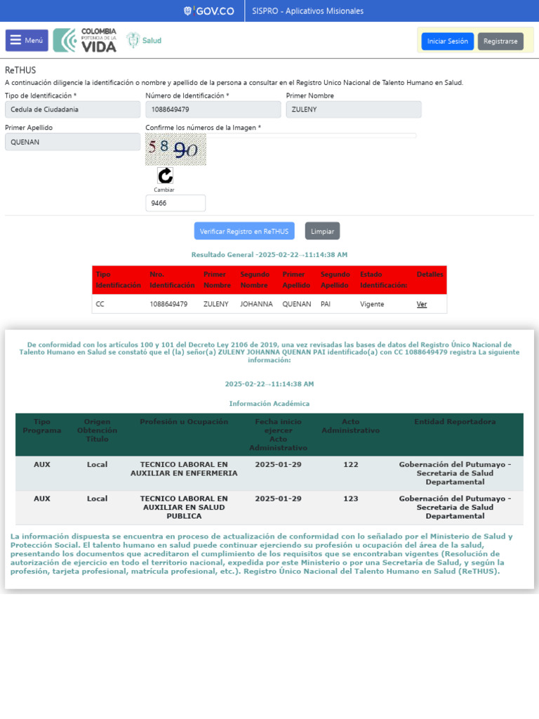 Consulta y Certificación en ReTHUS | PDF