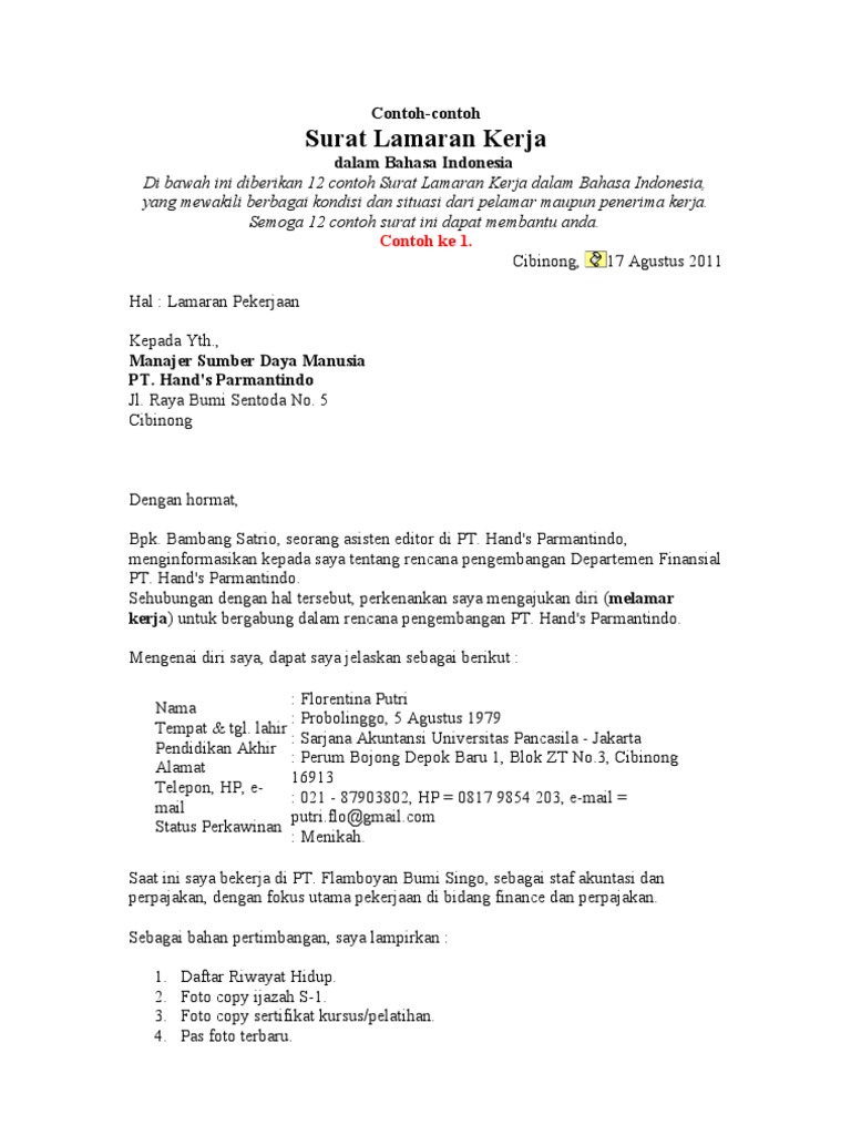 Contoh Surat Lamaran Kerja Editor Buku - Contoh Surat