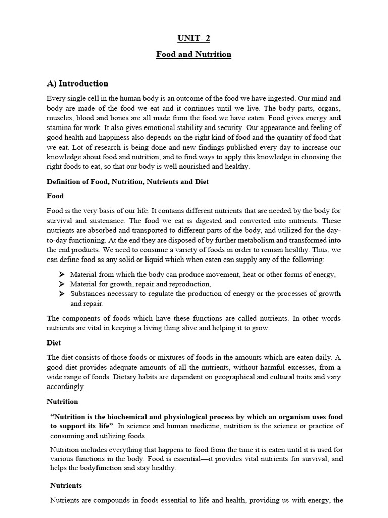 Understanding Food and Nutrition Essentials | PDF | Nutrients | Vitamin D