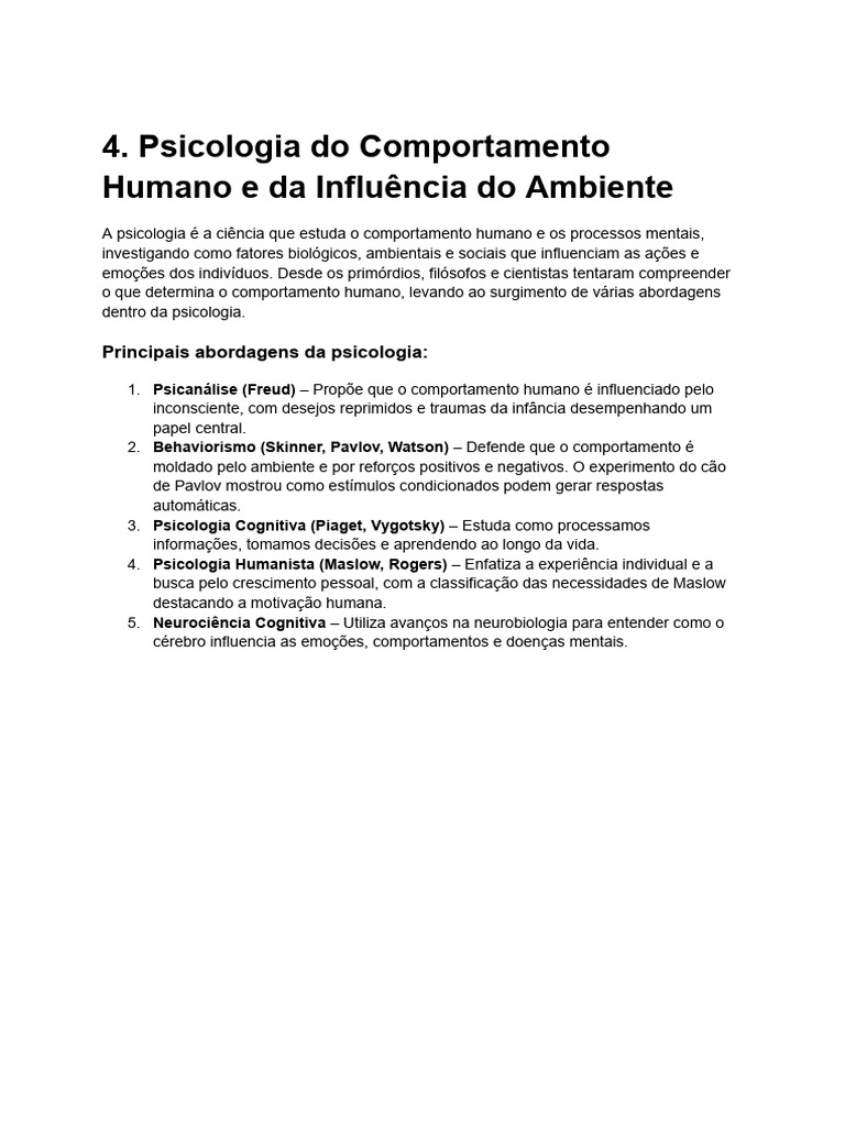 Psicologia do Comportamento Humano | PDF