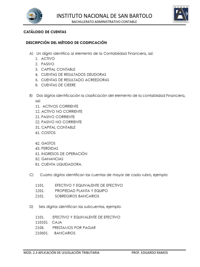 Catálogo de Cuentas Contables 2023 | PDF | Contabilidad | Impuestos