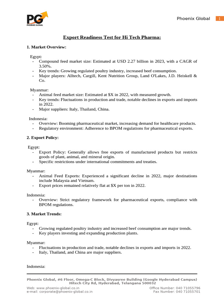 Export Readiness Test | PDF | Regulatory Compliance | Animal Feed