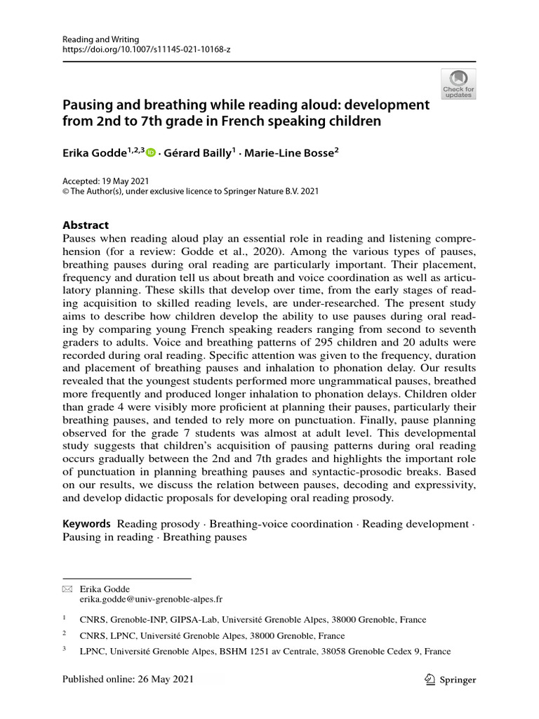 Development of Pausing in Reading Aloud | PDF | Linguistics | Human ...