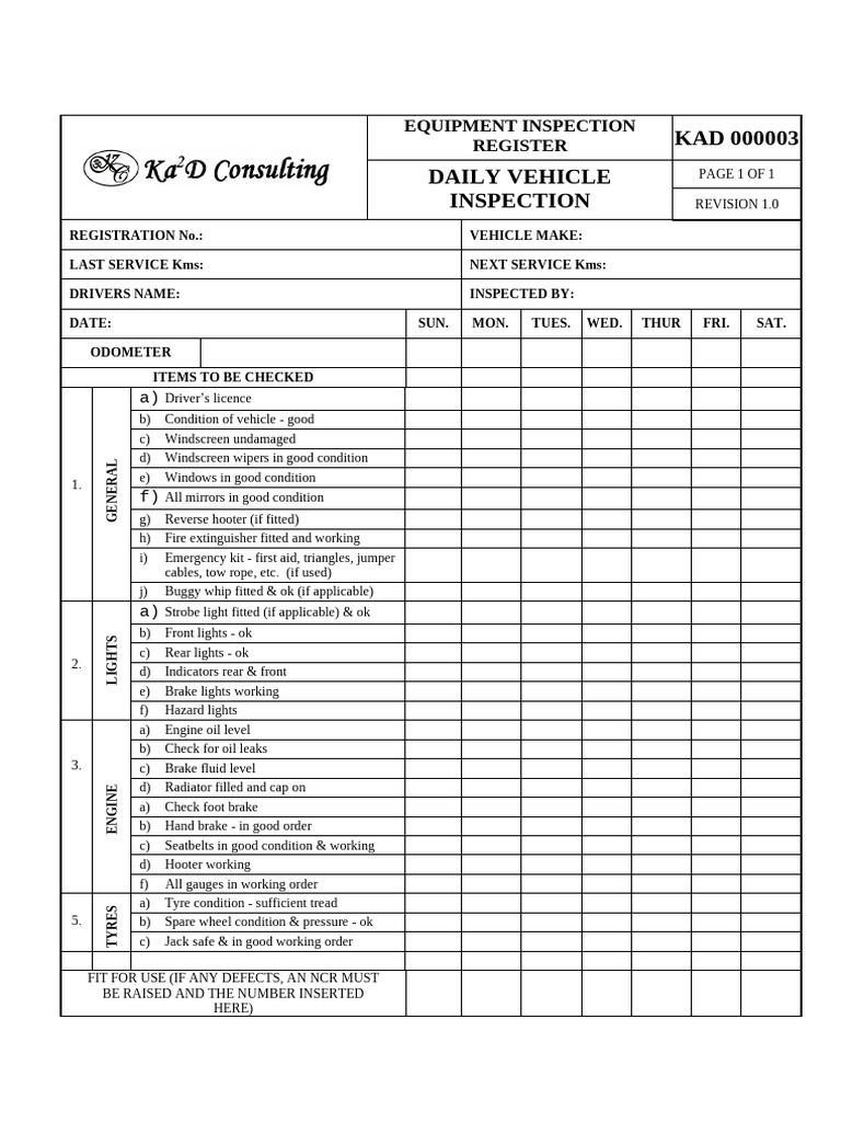 EIR - 003 - Vehicle Inspection | PDF | Wheeled Vehicles | Vehicles